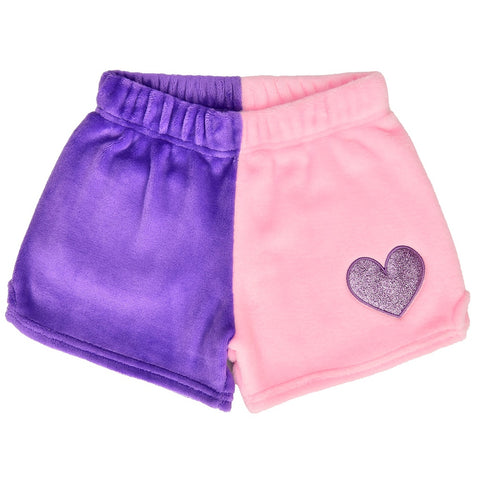 vivid violet & rose heart fuzzie shorts