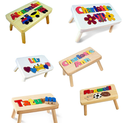 personalized name puzzle stool