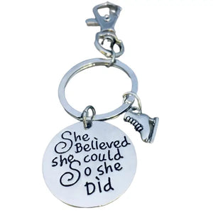 figure skating zipper pull keychain- she believed she could so she did