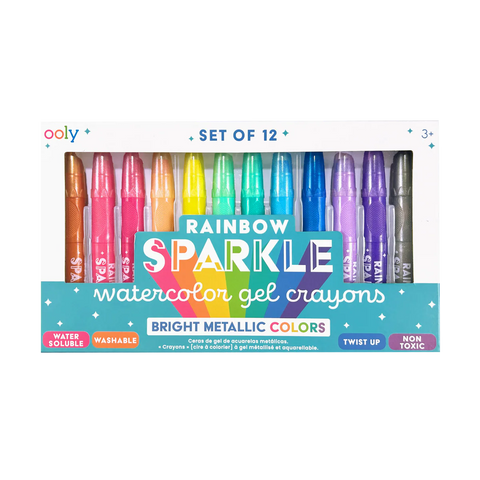 rainbow sparkle metallic watercolor gel crayons- set of 12