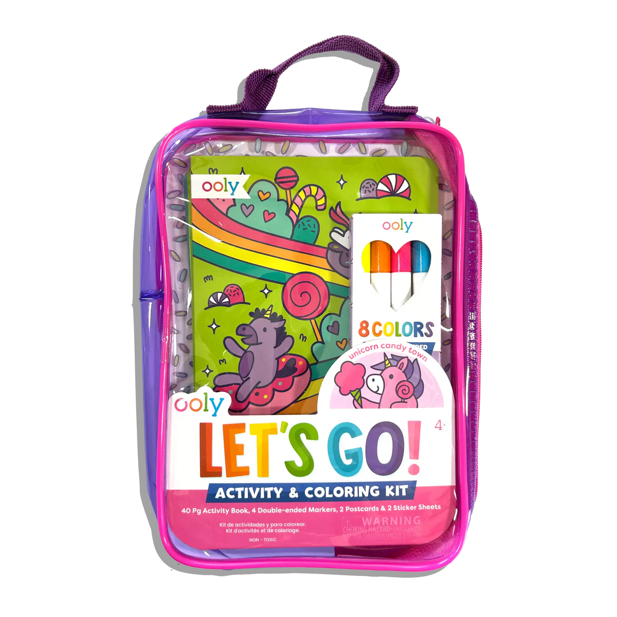let’s go activity and coloring kit - unicorn candy town