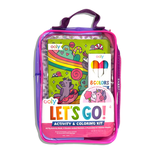 let’s go activity and coloring kit - unicorn candy town