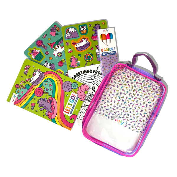 let’s go activity and coloring kit - unicorn candy town