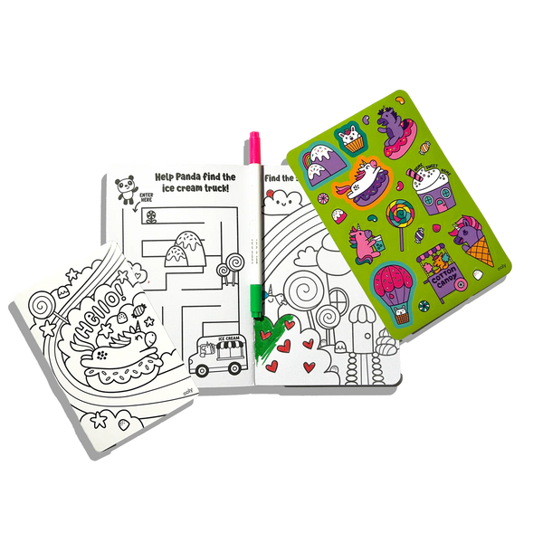 let’s go activity and coloring kit - unicorn candy town