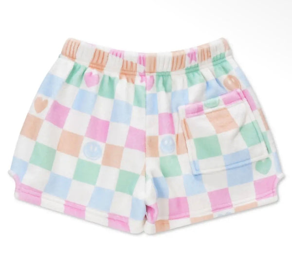pretty smile check fuzzie shorts