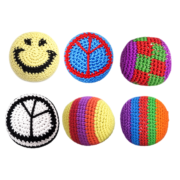 hand knitted kick pouch (hacky sack)