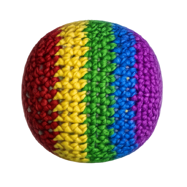 hand knitted kick pouch (hacky sack)