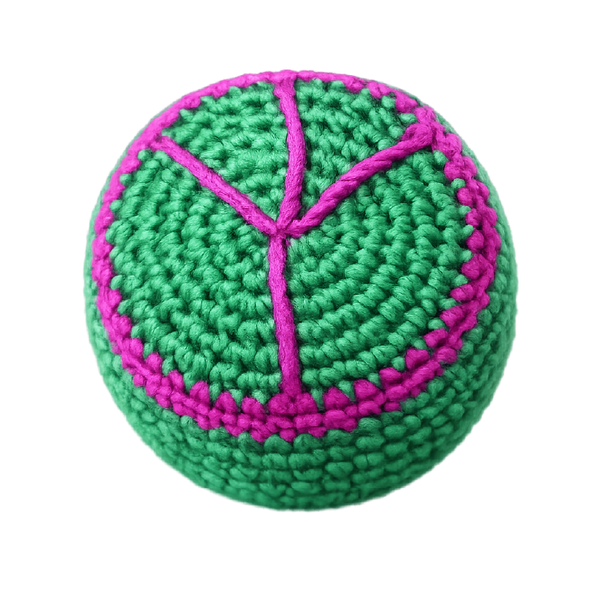 hand knitted kick pouch (hacky sack)
