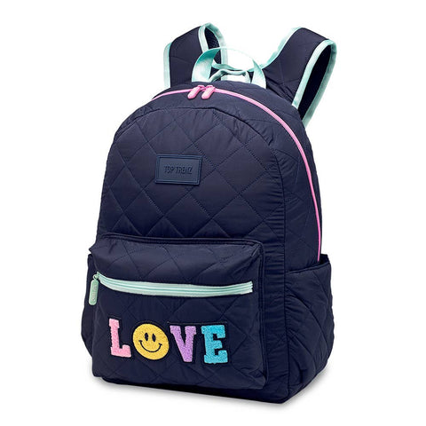 puffer backpack with love patch