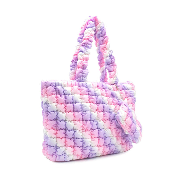 quilted scrunchies large tote bag with coin purse