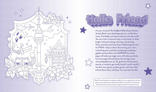 unofficial k-pop demon hunters activity book