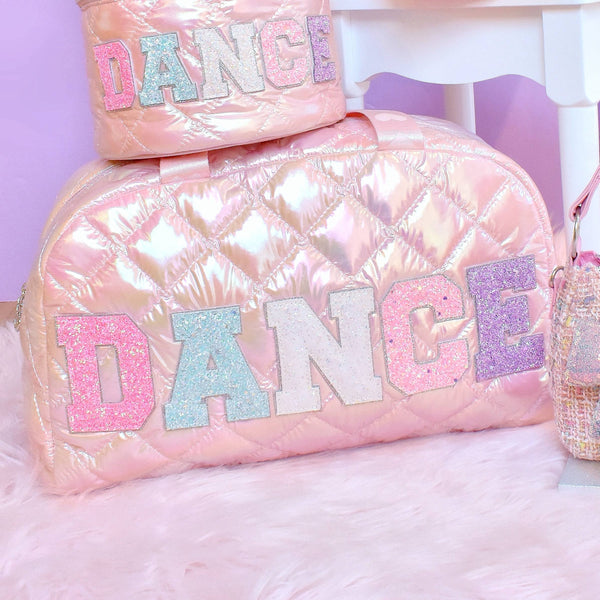 dance metallic quilted medium duffle bag