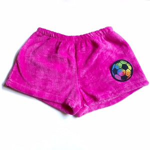 pink tie dye soccer shorts
