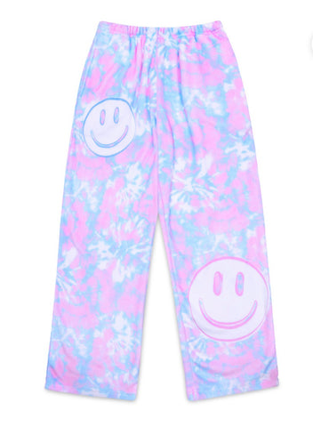 tie dye smiles fuzzie pants