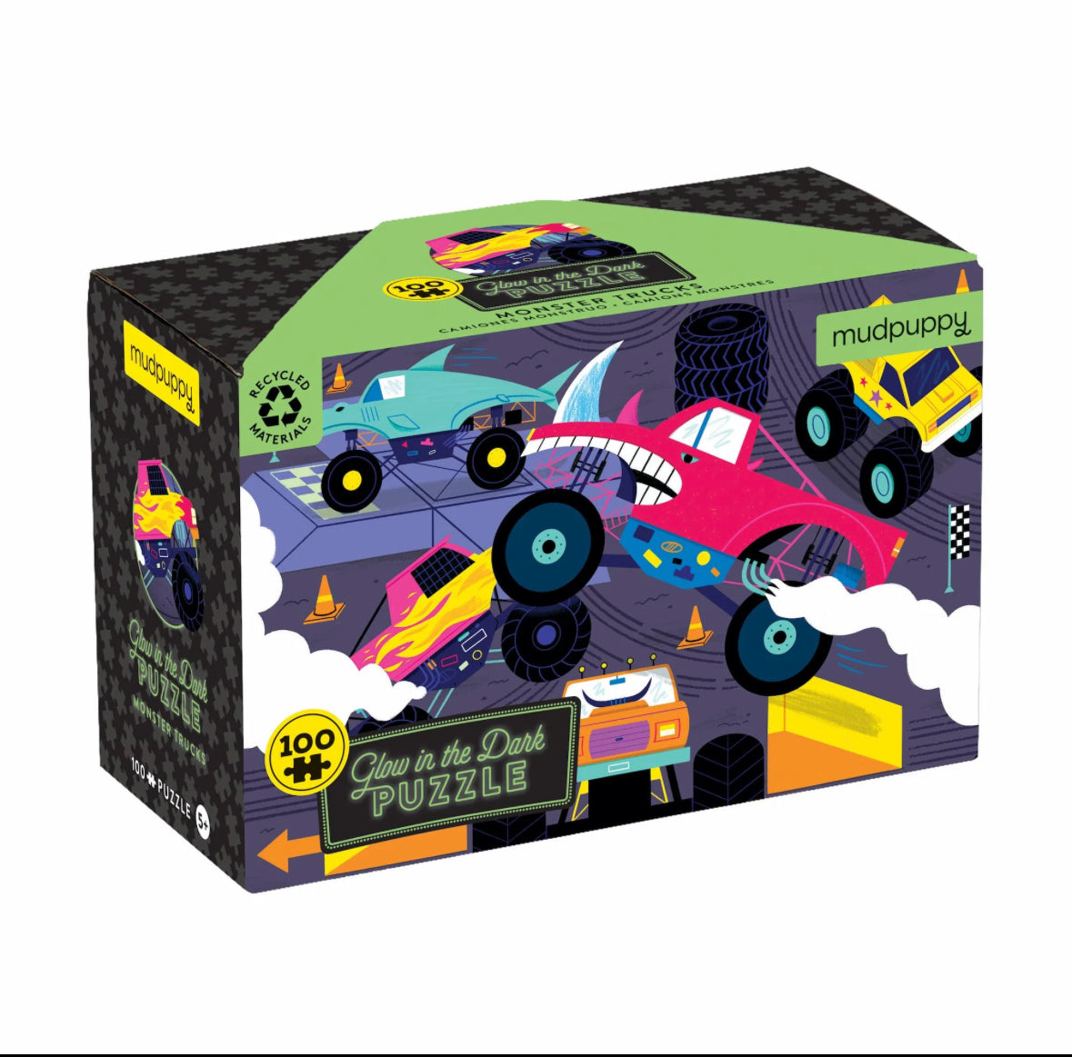 monster trucks glow in the dark - 100 piece puzzle