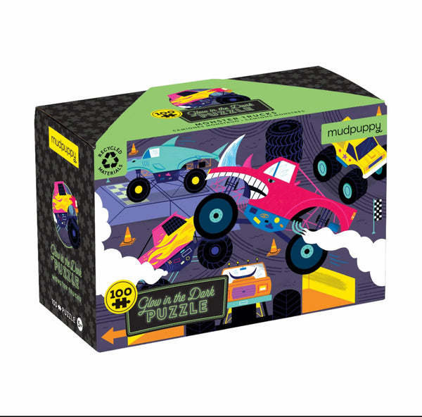 monster trucks glow in the dark - 100 piece puzzle