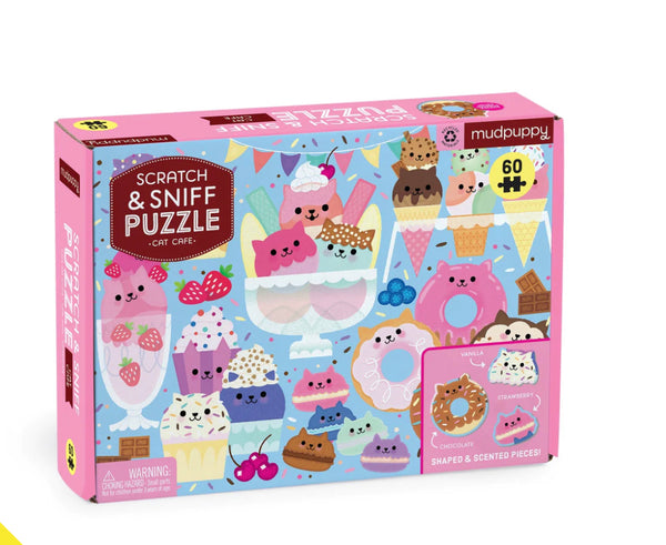 scratch and sniff cat cafe - 60 piece puzzle