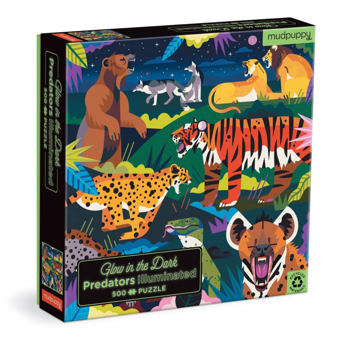 glow in the dark predators illuminated - 500 piece puzzle