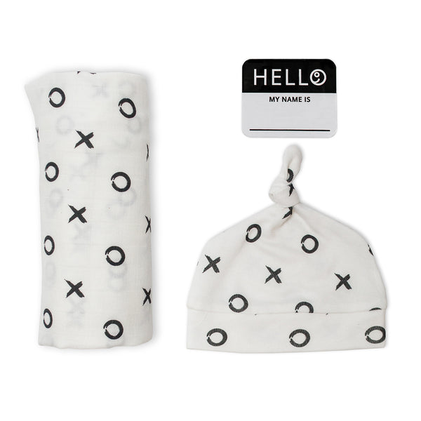 hello world hat and swaddle set