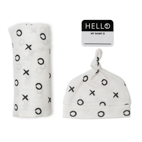 hello world hat and swaddle set