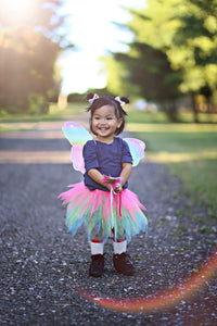 neon rainbow skirt with wings and wand