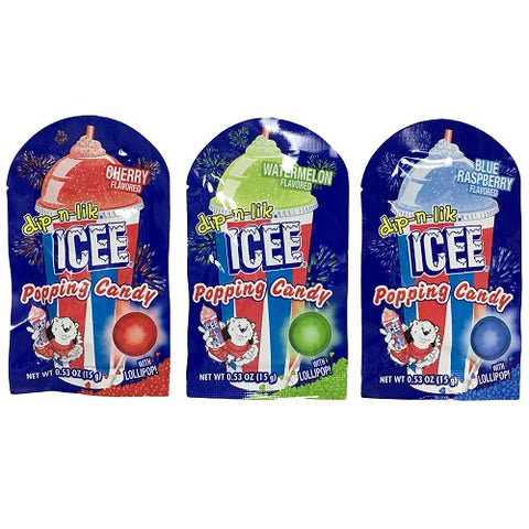 dip-n-lik icee popping candy with lollipop