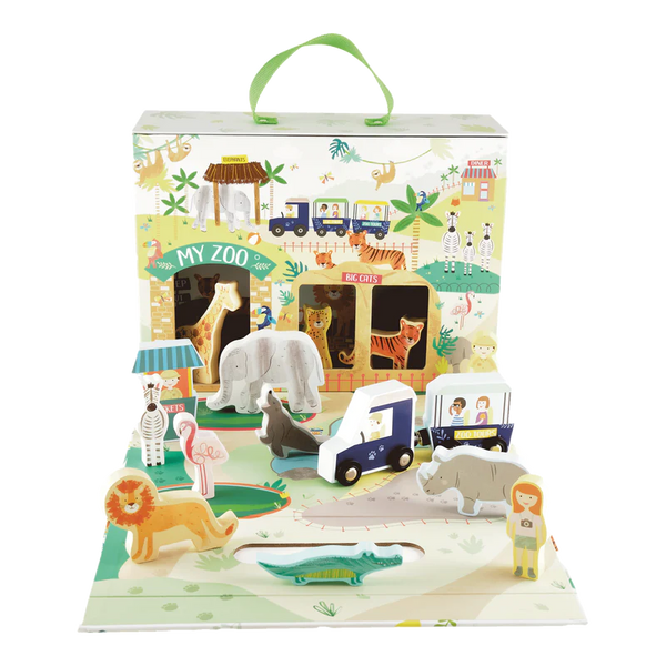 playbox with wooden pieces - zoo or enchanted
