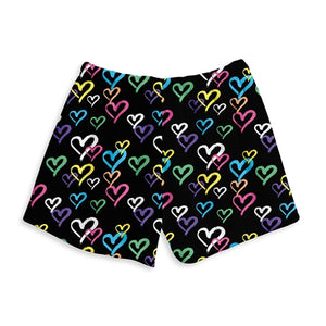 graffiti heart fuzzie shorts