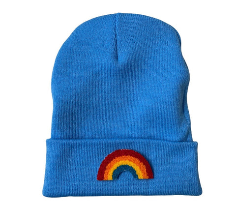 knit hat with rainbow