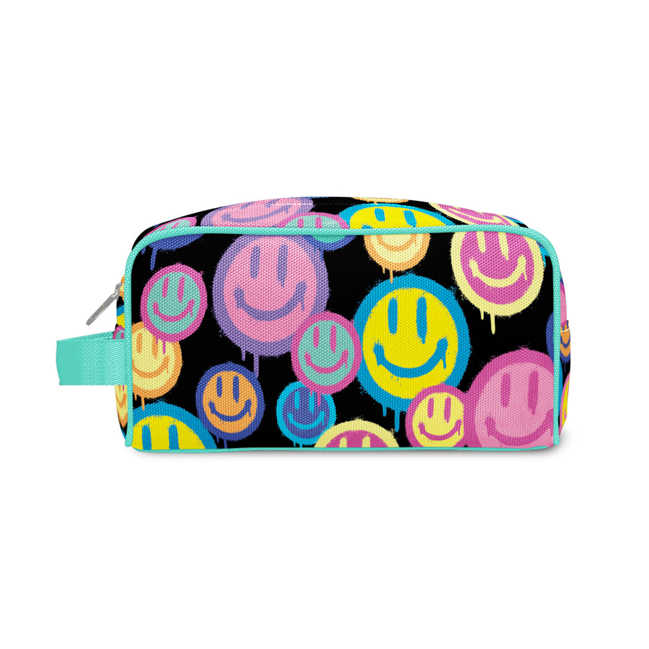 spray smiley puffer cosmetic bag