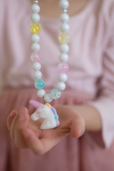 white unicorn necklace and bracelet set