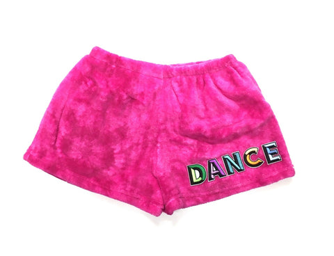 Pink tie dye dance shorts