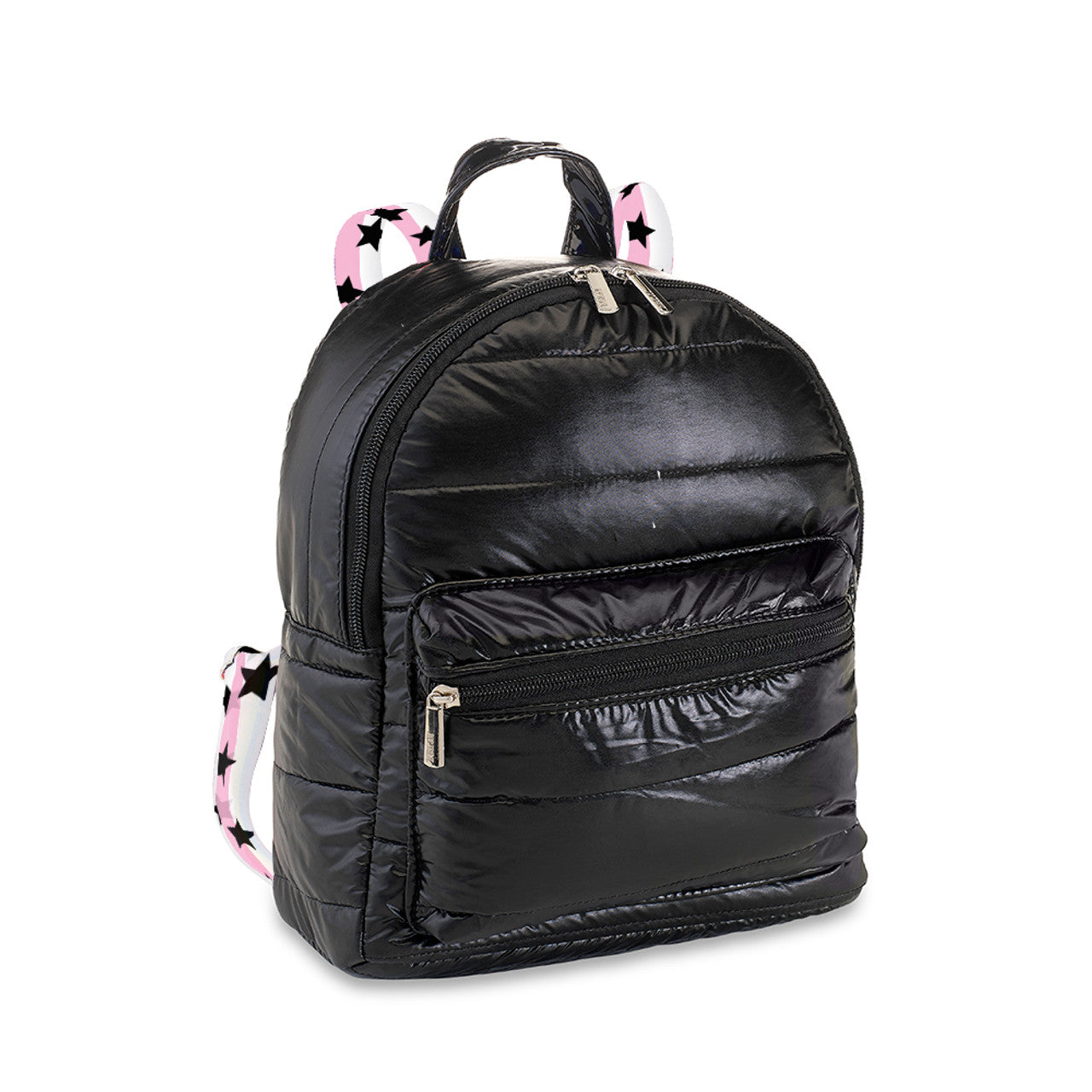 Fun Black Puffer Tiny Tote With Star Straps For Kids