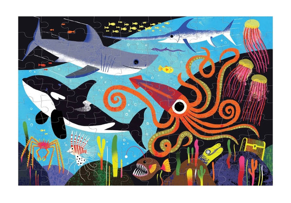 ocean predators glow in the dark - 100 piece puzzle