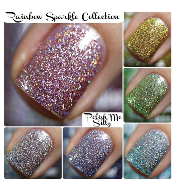 rainbow sparkle nail polish