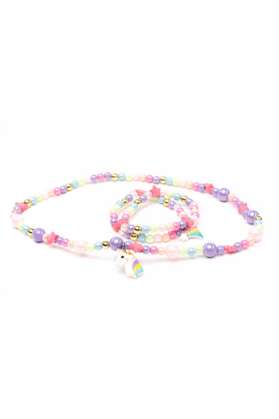 cheerful starry unicorn necklace bracelet set