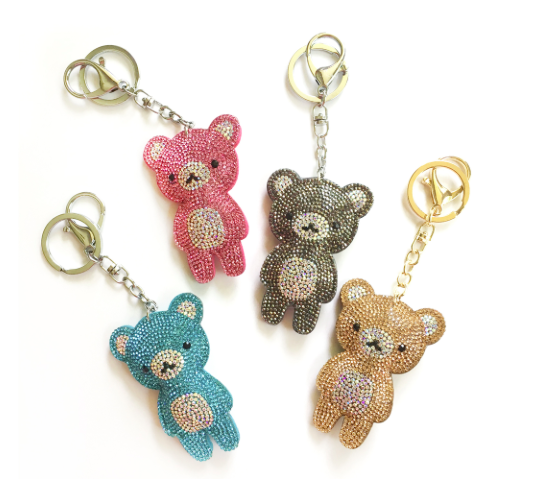 rhinestone keychain - dog, unicorn, bear