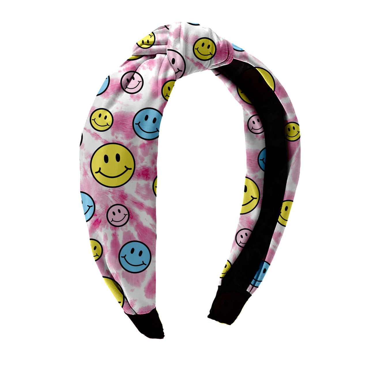 tie dye smiley knot headband