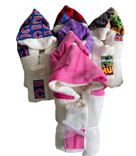 hooded towel with wash cloth and matching burp cloth