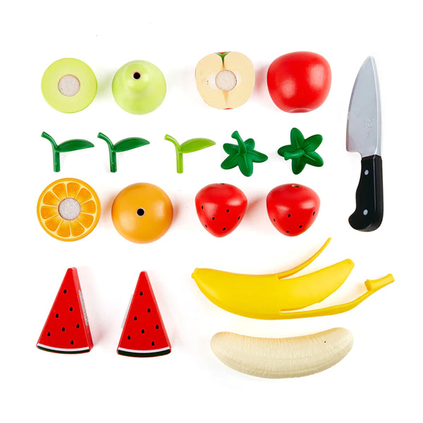 wooden healthy fruit set