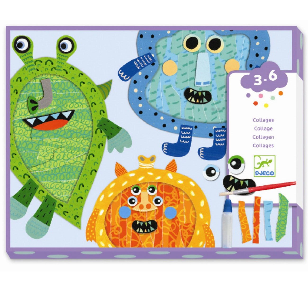 happy monsters tear and stick collages