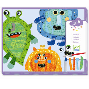 happy monsters tear and stick collages