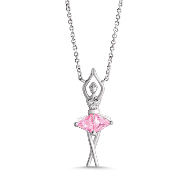 cz ballet necklace in sterling silver