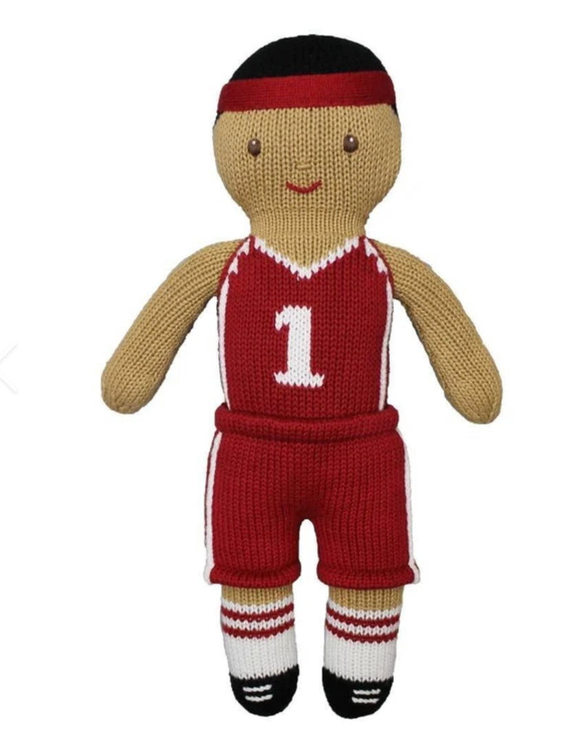 basketball player knit doll 14”