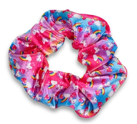 unicorn Rainbow velvet scrunchie