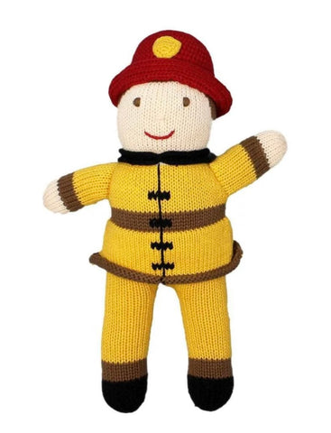 frank the fireman knit doll 12”