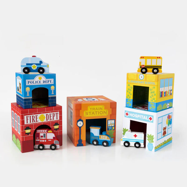 stackables nested cardboard toys & cars set