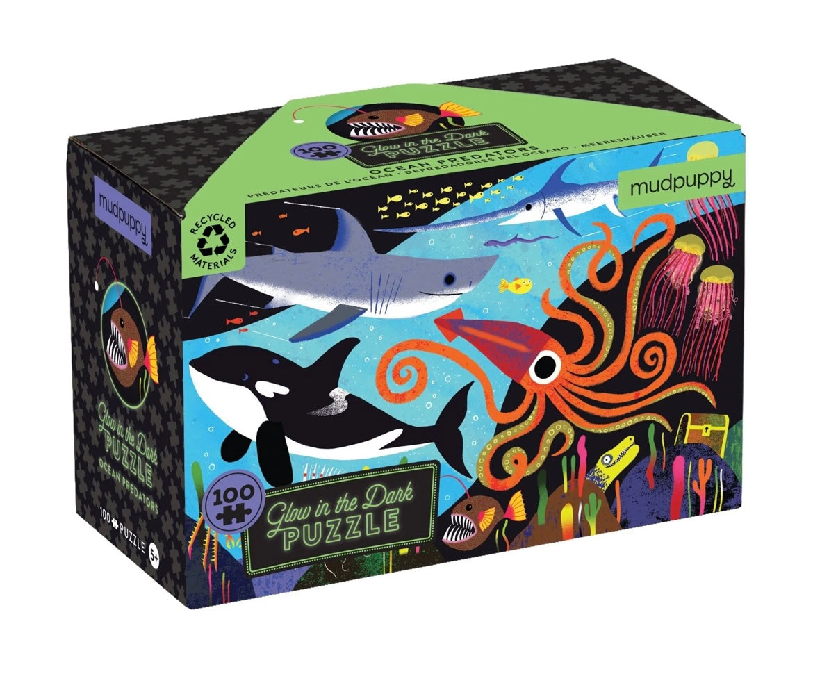 ocean predators glow in the dark - 100 piece puzzle