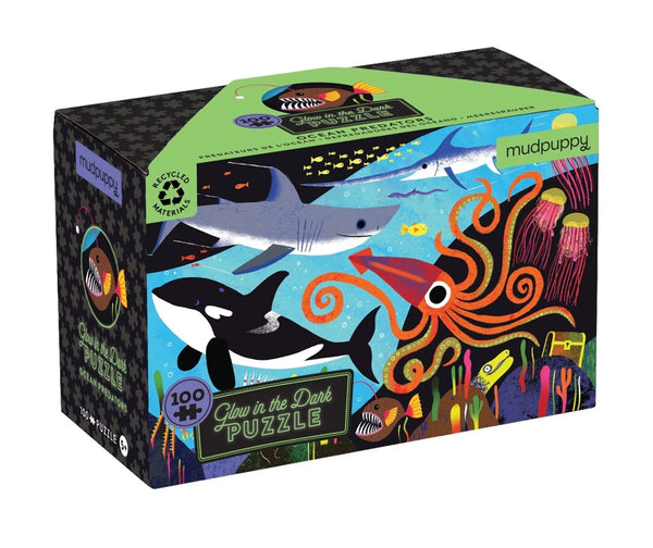 ocean predators glow in the dark - 100 piece puzzle
