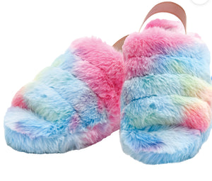 rainbow fuzzie slippers